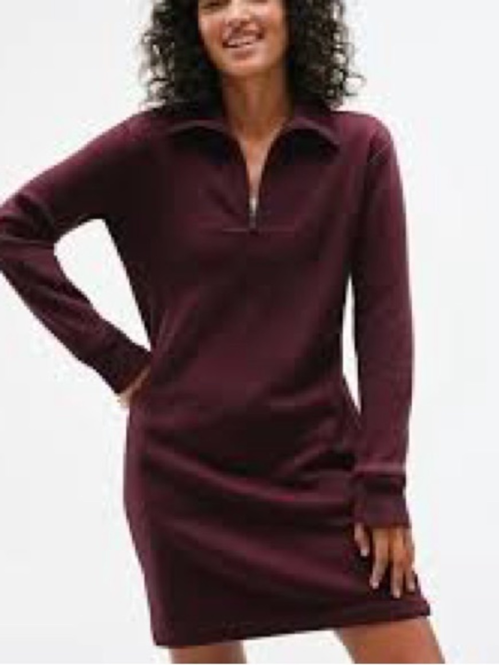 Athleta Cozy Karma Half-Zip Dress Hoodie Plum Size L NWT